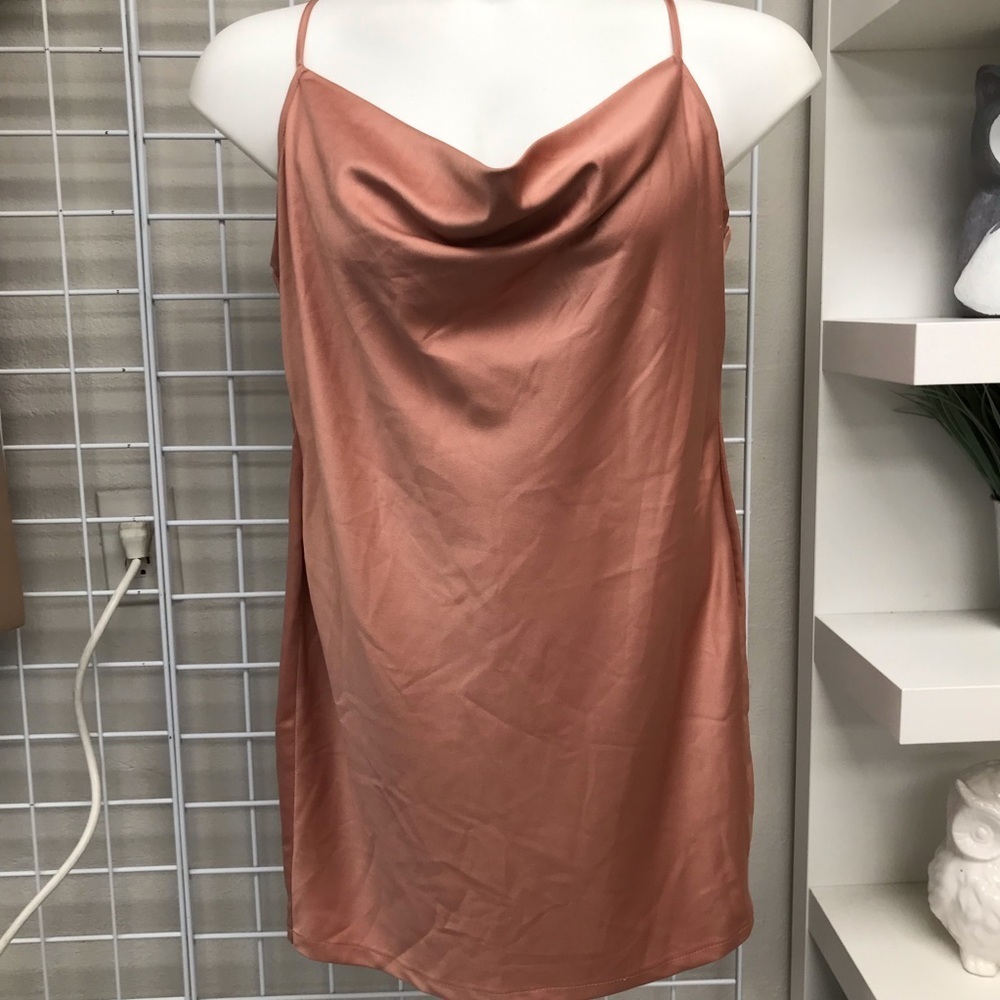 Missguided Pink Mauve Cowl Neck Slip Dress - Size 12